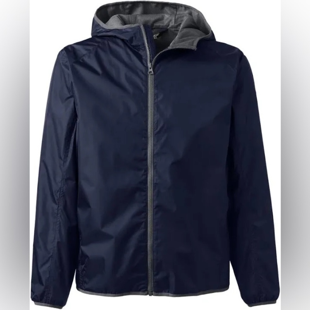 Men’s XL Lands’ End Unisex Full Zip Windbreaker Jacket in True Navy (0083)